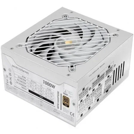 Mars Gaming MPB1000PSIW Fuente de Alimentación 1000W ATX 3.1 PCIe 5.1 80 Plus Gold Modular Blanca - Ventilador 140mm AI2-RPM Extreme Silence Mars Gaming MPB1000PSIW Fuente de Alimentación 1000W ATX 3.1 PCIe 5.1 80 Plus Gold Modular Blanca - Ventilador 140mm AI2-RPM Extreme Silence